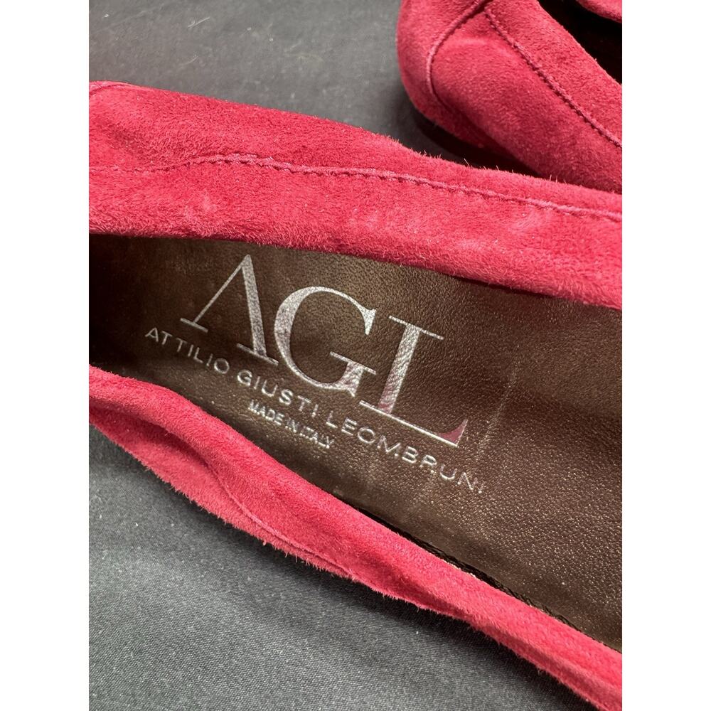 AGL Attilio Giusti Leombruni Red Wine Buckles Ballet Flats Size 39 Sz 8.5 - Picture 5 of 10